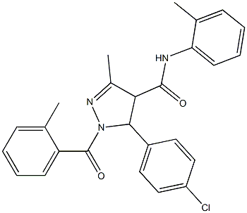 N-(2-Methylphenyl)-5-(4-chlorophenyl)-1-(2-methylbenzoyl)-3-methyl-4,5-dihydro-1H-pyrazole-4-carboxamide Struktur