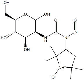 2,2,5,5-Tetramethyl-3-[[(2-deoxy-D-glucopyranos-2-yl)aminocarbonyl]nitrosoamino]pyrrolidine 1-oxide Struktur