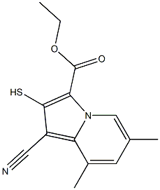 6,8-Dimethyl-1-cyano-2-mercaptoindolizine-3-carboxylic acid ethyl ester Struktur