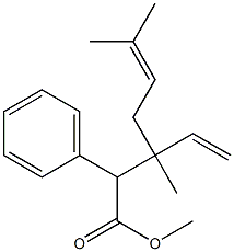 3,6-Dimethyl-3-ethenyl-2-phenyl-5-heptenoic acid methyl ester Struktur