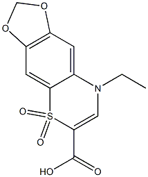 4-Ethyl-6,7-(methylenedioxy)-4H-1,4-benzothiazine-2-carboxylic acid 1,1-dioxide Struktur