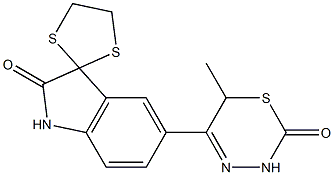 5-[(3,6-Dihydro-6-methyl-2-oxo-2H-1,3,4-thiadiazin)-5-yl]spiro[1H-indole-3(2H),2'-[1,3]dithiolan]-2-one Struktur