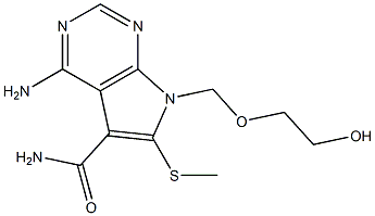 4-Amino-6-methylthio-7-(2-hydroxyethoxymethyl)-7H-pyrrolo[2,3-d]pyrimidine-5-carboxamide Struktur