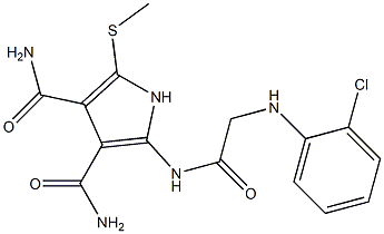 2-[[[(o-Chlorophenyl)amino]acetyl]amino]-5-[methylthio]-1H-pyrrole-3,4-dicarboxamide Struktur