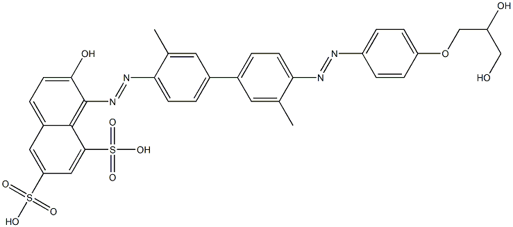 3,3'-Dimethyl-4-[[4-(2,3-dihydroxypropoxy)phenyl]azo]-4'-[(2-hydroxy-6,8-disulfo-1-naphtyl)azo]-1,1'-biphenyl Struktur