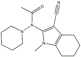 1-Methyl-2-(piperidinoacetylamino)-4,5,6,7-tetrahydro-1H-indole-3-carbonitrile Struktur