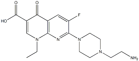 1-Ethyl-1,4-dihydro-6-fluoro-7-[4-(2-aminoethyl)piperazin-1-yl]-4-oxo-1,8-naphthyridine-3-carboxylic acid Struktur