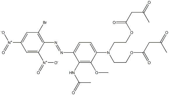 N,N-Bis(acetoacetoxyethyl)-p-(6-bromo-2,4-dinitrophenylazo)-o-methoxy-m-acetylaminoaniline Struktur