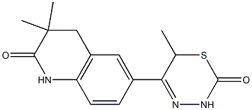 3,4-Dihydro-3,3-dimethyl-6-[(3,6-dihydro-6-methyl-2-oxo-2H-1,3,4-thiadiazin)-5-yl]quinolin-2(1H)-one Struktur