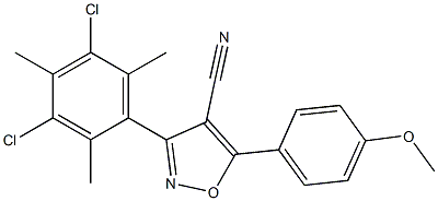 5-(4-メトキシフェニル)-3-(3,5-ジクロロ-2,4,6-トリメチルフェニル)-イソオキサゾール-4-カルボニトリル 化學(xué)構(gòu)造式