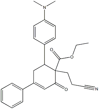 6-(4-Dimethylaminophenyl)-1-(2-cyanoethyl)-2-oxo-4-phenyl-3-cyclohexene-1-carboxylic acid ethyl ester Struktur