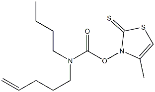 4-Methyl-3-[[[N-butyl-N-(4-pentenyl)amino]carbonyl]oxy]thiazole-2(3H)-thione Struktur