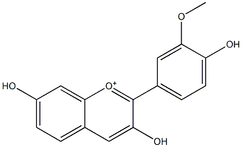 3,4',7-Trihydroxy-3'-methoxyflavylium Struktur