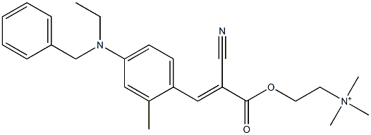 2-[[2-Cyano-3-[4-[ethyl(phenylmethyl)amino]-2-methylphenyl]-1-oxo-2-propenyl]oxy]-N,N,N-trimethylethanaminium Struktur