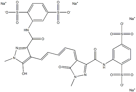 2-[[4-[5-[5-Hydroxy-1-methyl-3-[N-(2,5-disulfophenyl)carbamoyl]-1H-pyrazol-4-yl]-2,4-pentadienylidene]-1-methyl-5-oxo-2-pyrazolin-3-yl]carbonylamino]-1,4-benzenedisulfonic acid tetrasodium salt Struktur