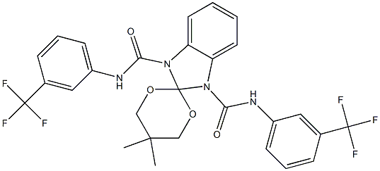 N,N'-Bis(3-trifluoromethylphenyl)-5',5'-dimethylspiro[1H-benzimidazole-2(3H),2'-[1,3]dioxane]-1,3-dicarboxamide Struktur