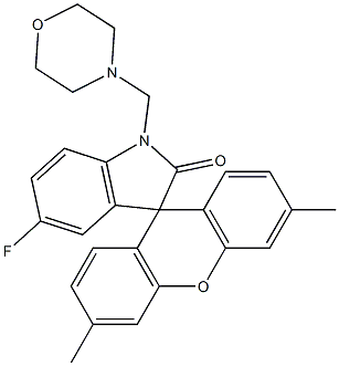 5-Fluoro-3',6'-dimethyl-1-(morpholinomethyl)spiro[3H-indole-3,9'-[9H]xanthen]-2(1H)-one Struktur