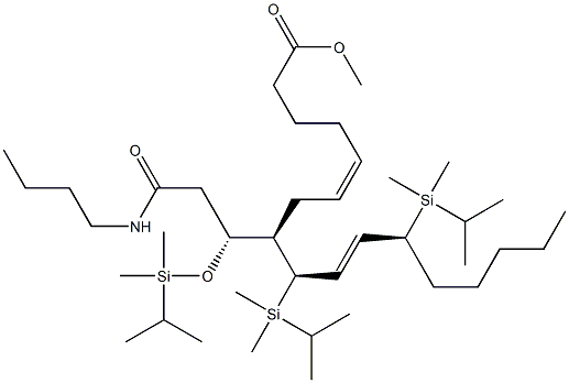 (5Z,8R,9R,10E,12S)-8-[(1R)-1-(Dimethylisopropylsilyloxy)-2-(N-butylcarbamoyl)ethyl]-9,12-bis(dimethylisopropylsilyl)-5,10-heptadecadienoic acid methyl ester Struktur