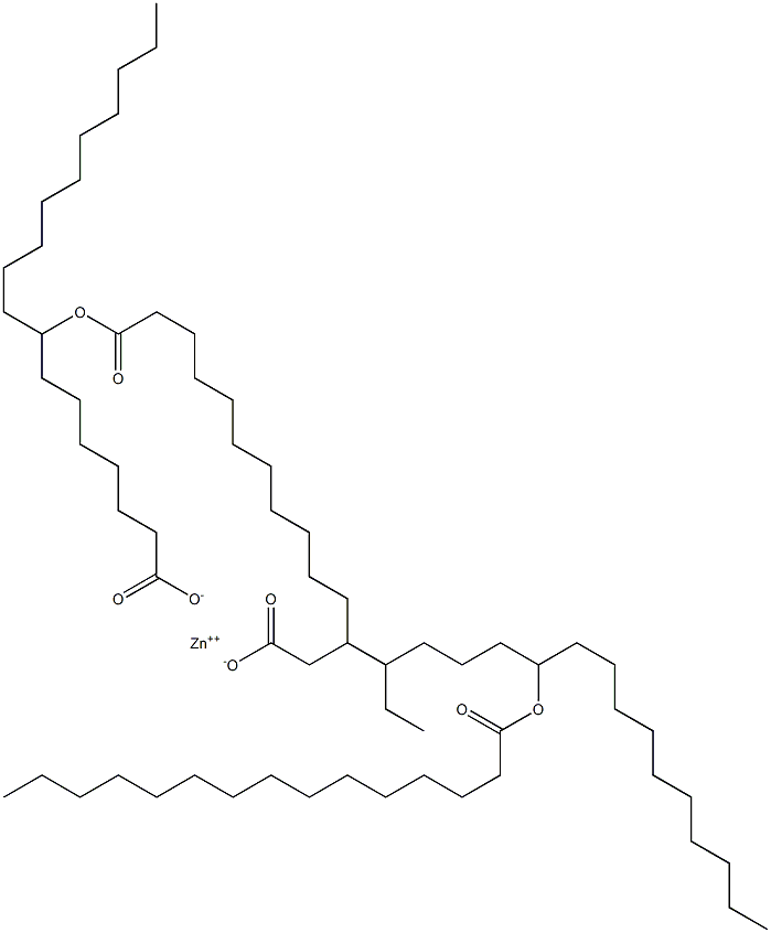 Bis(8-pentadecanoyloxyoctadecanoic acid)zinc salt Struktur