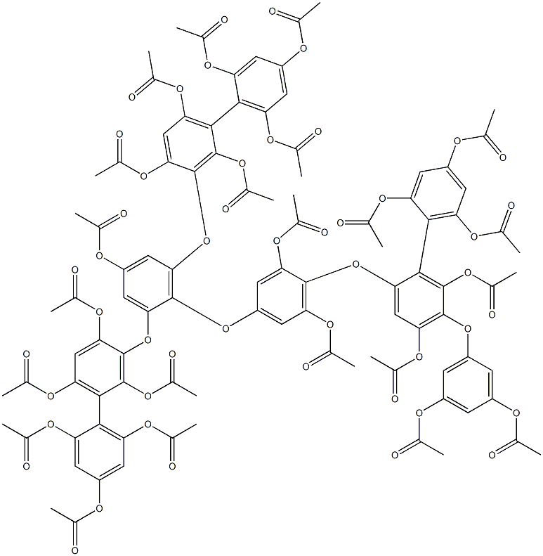 1,3-Bis[(2,2',4,4',6,6'-hexaacetoxy-1,1'-biphenyl-3-yl)oxy]-5-acetoxy-2-[4-[4-(3,5-diacetoxyphenoxy)-2-(2,4,6-triacetoxyphenyl)-3,5-diacetoxyphenoxy]-3,5-diacetoxyphenoxy]benzene Struktur