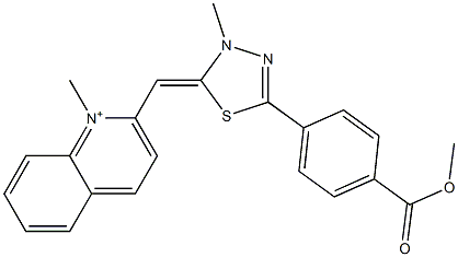 2-[[5-[4-(メトキシカルボニル)フェニル]-3-メチル-1,3,4-チアジアゾール-2(3H)-イリデン]メチル]-1-メチルキノリニウム 化學構造式