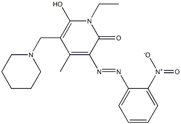 1-Ethyl-6-hydroxy-4-methyl-3-[(2-nitrophenyl)azo]-5-(1-piperidinylmethyl)pyridin-2(1H)-one Struktur