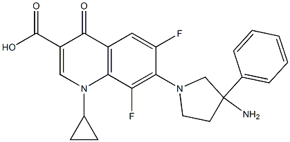 7-[3-[(Amino)]-3-phenylpyrrolizino]-1-cyclopropyl-6,8-difluoro-1,4-dihydro-4-oxo-3-quinolinecarboxylic acid Struktur