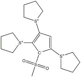 5-Methylsulfonyl-1,2,4-tris(1-thioniacyclopentan-1-yl) cyclopentadienide Struktur