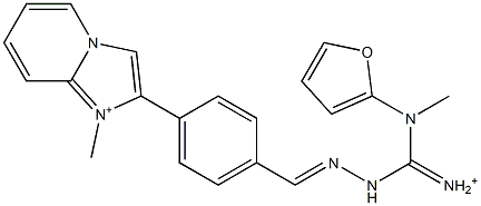 2-[4-[2-[Iminio(2-furanylmethylamino)methyl]hydrazonomethyl]phenyl]-1-methylimidazo[1,2-a]pyridin-1-ium Struktur