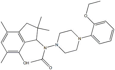 2,3-Dihydro-3-[[4-(2-ethoxyphenyl)-1-piperazinyl]acetylamino]-2,2,5,7-tetramethyl-1H-inden-4-ol Struktur