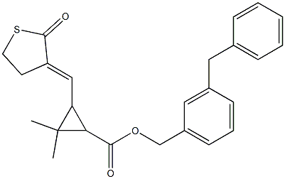 3-[[(3E)-2-Oxothiolan-3-ylidene]methyl]-2,2-dimethylcyclopropanecarboxylic acid 3-benzylbenzyl ester Struktur