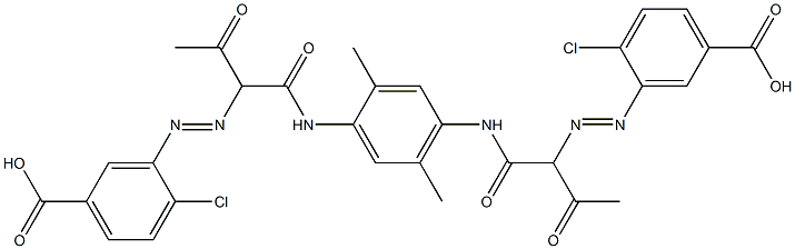 1,4-Bis[2-(5-carboxy-2-chlorophenylazo)-1,3-dioxobutylamino]-2,5-dimethylbenzene Struktur