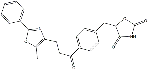 5-[4-[3-(5-Methyl-2-phenyl-4-oxazolyl)propanoyl]benzyl]oxazolidine-2,4-dione Struktur