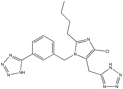 2-Butyl-4-chloro-5-(1H-tetrazol-5-ylmethyl)-1-[3-(1H-tetrazol-5-yl)benzyl]-1H-imidazole Struktur