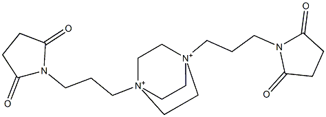 1,4-Bis[3-(2,5-dioxopyrrolidin-1-yl)propyl]-1,4-diazoniabicyclo[2.2.2]octane Struktur