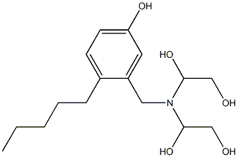 3-[Bis(1,2-dihydroxyethyl)aminomethyl]-4-pentylphenol Struktur