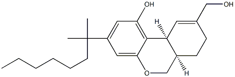 (6aR,10aS)-1-Hydroxy-3-(1,1-dimethylheptyl)-6a,7,8,10a-tetrahydro-6H-dibenzo[b,d]pyran-9-methanol Struktur