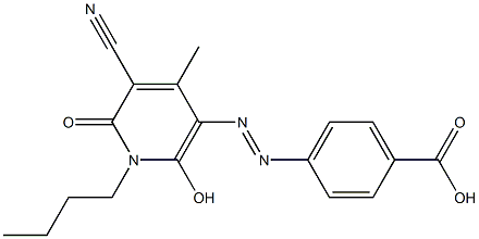 4-[(1-Butyl-3-cyano-6-hydroxy-4-methyl-2-oxo-1,2-dihydropyridin)-5-ylazo]benzoic acid Struktur