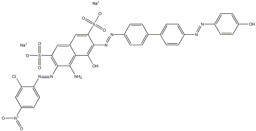 4-Amino-3-[(2-chloro-4-nitrophenyl)azo]-5-hydroxy-6-[[4'-[(4-hydroxyphenyl)azo]-1,1'-biphenyl-4-yl]azo]naphthalene-2,7-disulfonic acid disodium salt Struktur