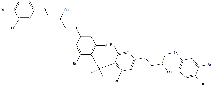 2,2-Bis[2,6-dibromo-4-[2-hydroxy-3-(3,4-dibromophenoxy)propyloxy]phenyl]propane Struktur