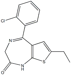 5-(o-Chlorophenyl)-7-ethyl-2,3-dihydro-1H-thieno[2,3-e]-1,4-diazepin-2-one Struktur