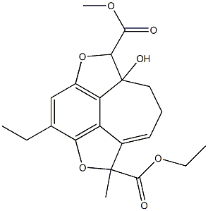 1,6-Dimethyl-6a-hydroxy-6,6a,7,8-tetrahydro-2,5-dioxa-1H-cyclohept[jkl]-as-indacene-1,6-dicarboxylic acid diethyl ester Struktur