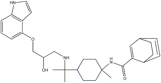 4-[2-Hydroxy-3-[[1-[[(bicyclo[2.2.2]octane-2,5-dien-2-yl)carbonyl]amino]-p-menthan-8-yl]amino]propoxy]-1H-indole Struktur