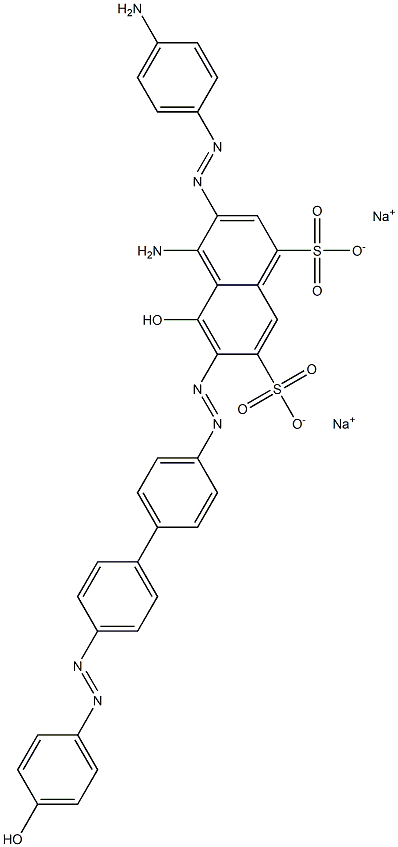 4-Amino-3-[(4-aminophenyl)azo]-5-hydroxy-6-[[4'-[(4-hydroxyphenyl)azo]-1,1'-biphenyl-4-yl]azo]-1,7-naphthalenedisulfonic acid disodium salt Struktur