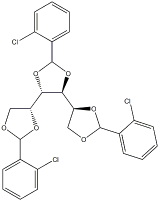 1-O,2-O:3-O,4-O:5-O,6-O-Tris(2-chlorobenzylidene)-L-glucitol Struktur