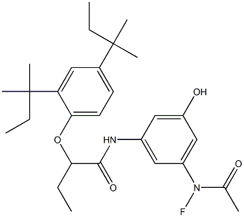 3-(N-Fluoro-N-acetylamino)-5-[2-(2,4-di-tert-amylphenoxy)butyrylamino]phenol Struktur