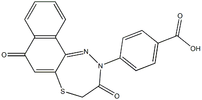 7,8-Dihydro-10-[4-carboxyphenyl]-7-thia-10,11-diaza-10H-cyclohepta[a]naphthalene-5,9-dione Struktur