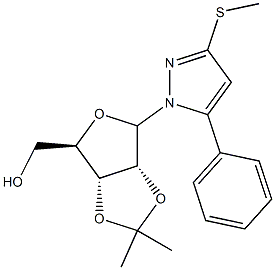 2-O,3-O-(Isopropylidene)-1-[3-(methylthio)-5-phenyl-1H-pyrazol-1-yl]-1-deoxy-D-ribofuranose Struktur