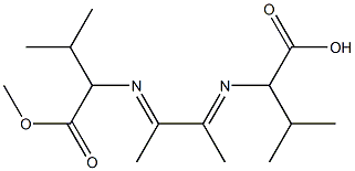 2,2'-(2,3-Dimethyl-1,4-diaza-1,3-butadiene-1,4-diyl)bis(3-methylbutyric acid methyl) ester Struktur