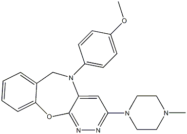 5,6-Dihydro-5-(p-methoxyphenyl)-3-(4-methyl-1-piperazinyl)pyridazino[3,4-b][1,4]benzoxazepine Struktur